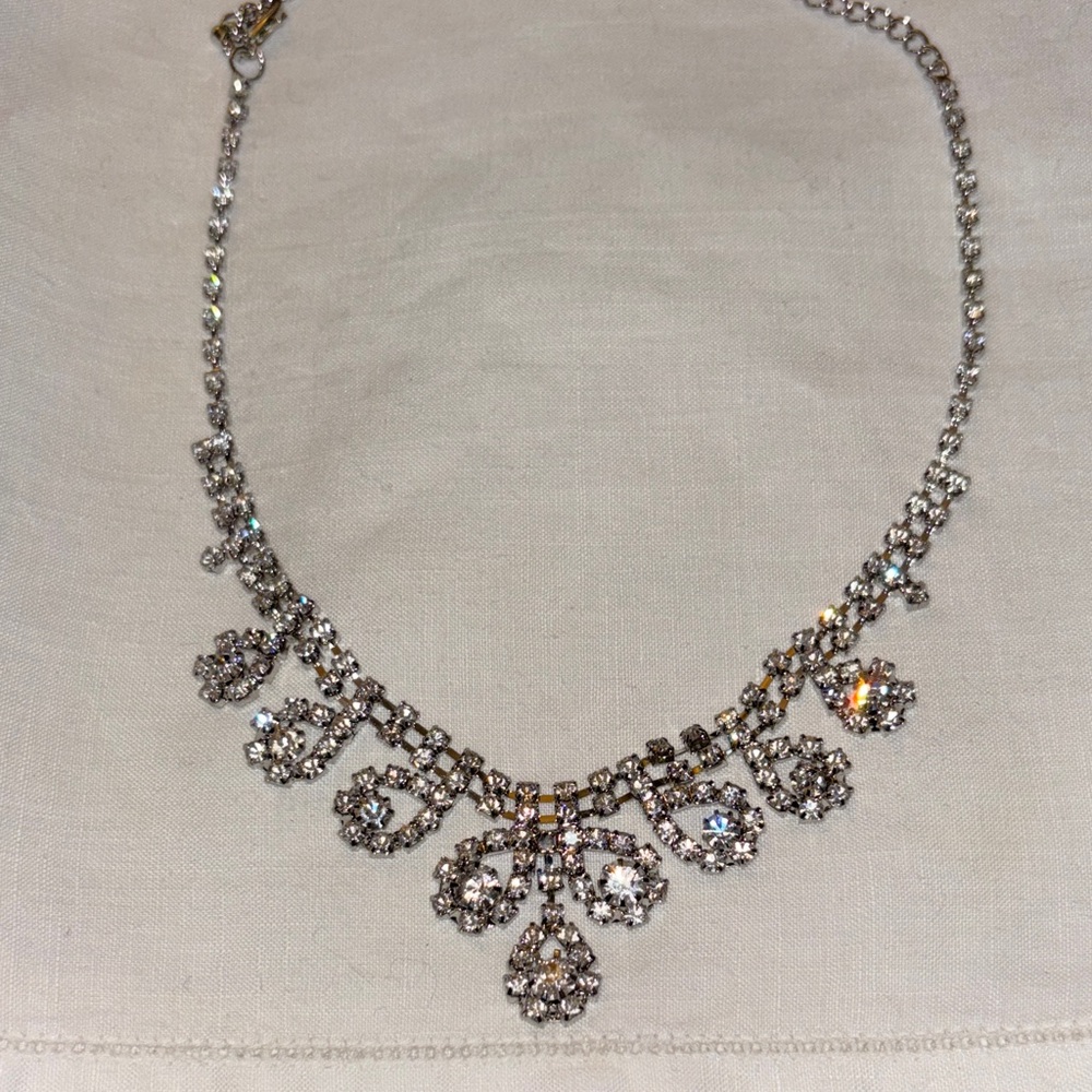 Silvertone Rhinestone Necklace - image 2